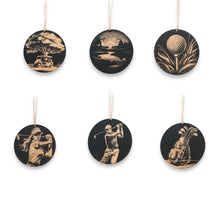 Load image into Gallery viewer, Ornament - Black - Golf - Set of 6