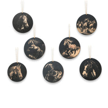 Load image into Gallery viewer, Ornament - Black - Horses - Set of 7