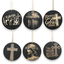 Load image into Gallery viewer, Ornament - Black - Cross - Set of 6