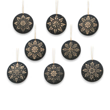 Load image into Gallery viewer, Ornament - Black - Snowflakes - Set of 8