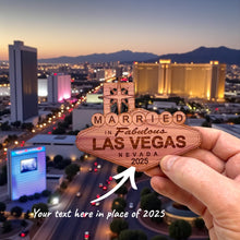 Load image into Gallery viewer, Cedar Ornament - PERSONALIZED - Married in Las Vegas - Raw Cedar 3x3in