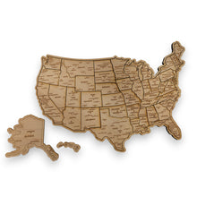 Load image into Gallery viewer, Detailed 50 State map with cities Puzzle - 18x13 Inches - 52 Piece Wood