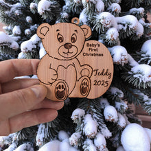 Load image into Gallery viewer, PERSONALIZED Babies First Christmas Teddy Bear - Cedar Ornament
