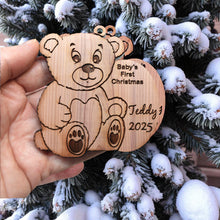 Load image into Gallery viewer, PERSONALIZED Babies First Christmas Teddy Bear - Cedar Ornament