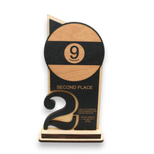 Load image into Gallery viewer, Trophy Award - PERSONALIZED - 9 Ball - 1st 2nd 3rd Place - 9x5 Inches