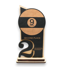 Load image into Gallery viewer, Trophy Award - CUSTOM - 9 Ball - 1st 2nd 3rd Place - 9x5 Inches