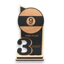 Load image into Gallery viewer, Trophy Award - CUSTOM - 9 Ball - 1st 2nd 3rd Place - 9x5 Inches
