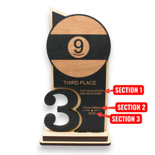 Load image into Gallery viewer, Trophy Award - PERSONALIZED - 9 Ball - 1st 2nd 3rd Place - 9x5 Inches