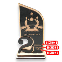 Load image into Gallery viewer, Trophy Award - PERSONALIZED - Bowling - 1st 2nd 3rd Place - 9x5 Inches