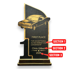 Load image into Gallery viewer, Trophy Award - PERSONALIZED - Car Show - 1st 2nd 3rd Place - 9x5 Inches