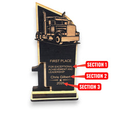 Load image into Gallery viewer, Trophy Award - PERSONALIZED - Big Rig Diesel - 1st 2nd 3rd Place - 9x5 Inches