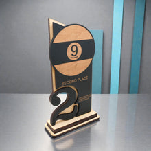 Load image into Gallery viewer, Trophy Award - CUSTOM - 9 Ball - 1st 2nd 3rd Place - 9x5 Inches