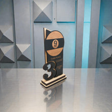 Load image into Gallery viewer, Trophy Award - PERSONALIZED - 9 Ball - 1st 2nd 3rd Place - 9x5 Inches