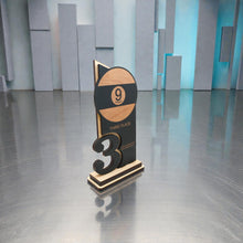 Load image into Gallery viewer, Trophy Award - CUSTOM - 9 Ball - 1st 2nd 3rd Place - 9x5 Inches