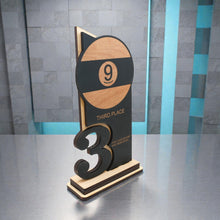 Load image into Gallery viewer, Trophy Award - CUSTOM - 9 Ball - 1st 2nd 3rd Place - 9x5 Inches