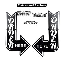 Load image into Gallery viewer, Sign - BLACK - Order Here and Pick up Here Left and Right Arrows signs - CUTOUT LETTERS