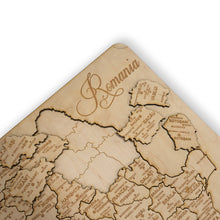 Load image into Gallery viewer, Romania Puzzle Map - Art Kit - Raw Wood 12x18 Inches - 42 Pieces - With Stand