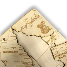 Load image into Gallery viewer, Australia Puzzle Map - Art Kit - Raw Wood 12x18 - 8 Pieces - With Stand