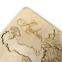Load image into Gallery viewer, Austria Puzzle Map - Art Kit - Raw Wood 12x18 Inches - 11 Pieces - With Stand