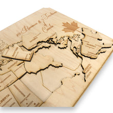 Load image into Gallery viewer, Canada Map - Puzzle Map - Art Kit - Raw Wood 18x12 Inches - 18 pieces - With Stand