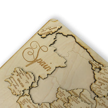 Load image into Gallery viewer, Spain Puzzle Map - Art Kit - Raw Wood 12x18 Inches - 18 Pieces - With Stand