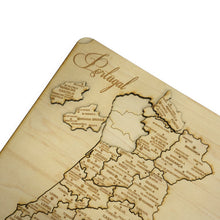 Load image into Gallery viewer, Portugal Puzzle Map - Art Kit - Raw Wood 12x18 Inches - 19 Pieces - With Stand