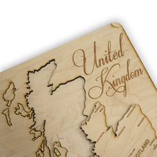 Load image into Gallery viewer, United Kingdom Puzzle Map - Art Kit - Raw Wood 12x18 Inches - 12 Pieces - With Stand