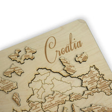 Load image into Gallery viewer, Croatia Puzzle Map - Art Kit - Raw Wood 12x18 Inches - 23 Pieces - With Stand