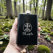 Load image into Gallery viewer, 8oz BLACK Seven Deadly Sins SLOTH Flask