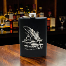 Load image into Gallery viewer, 8oz Black - Fantasy Feaher - Black Flask