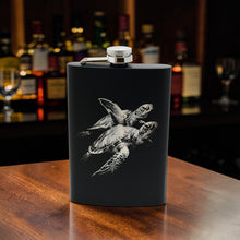 Load image into Gallery viewer, 8oz Black - Underwater Sea Turtles - Black Flask
