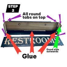 Load image into Gallery viewer, Sign - Restrooms - BLACK - With Add on - Box Sign - 24x6x3 inches