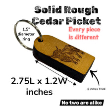 Load image into Gallery viewer, Keychain - Cedar Picket - Highland Cow - 2.75x1.2 Inches