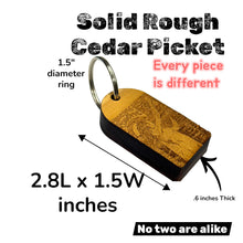 Load image into Gallery viewer, Keychain - Cedar Picket - Absinthe Robette cedar picket - 2.8x1.5 Inches