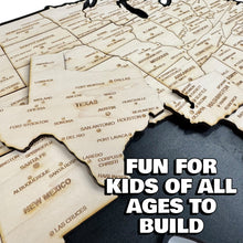 Load image into Gallery viewer, Detailed 50 State map with cities Puzzle - 26x18 Inches - 52 Piece Wood