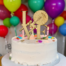 Load image into Gallery viewer, Cake Topper - Love Sign Starship - 7x7 inches - Raw Wood