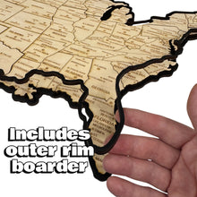 Load image into Gallery viewer, Detailed 50 State map with cities Puzzle - 18x13 Inches - 52 Piece Wood