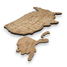 Load image into Gallery viewer, Detailed 50 State map with cities Puzzle - 18x13 Inches - 52 Piece Wood