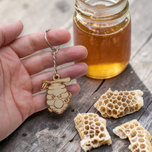 Load image into Gallery viewer, Keychain - Bee Hive - Birch wood