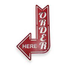 Load image into Gallery viewer, Sign - RED - Order Here and Pick up Here Left and Right Arrows signs - CUTOUT LETTERS