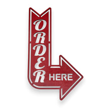 Load image into Gallery viewer, Sign - RED - Order Here and Pick up Here Left and Right Arrows signs - CUTOUT LETTERS