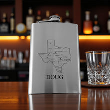 Load image into Gallery viewer, 8oz Flask - Texas with Cities PERSONALIZED