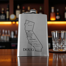 Load image into Gallery viewer, 8oz Flask - California with Cities PERSONALIZED
