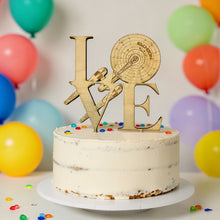 Load image into Gallery viewer, Cake Topper - Love Sign Starship - 7x7 inches - Raw Wood
