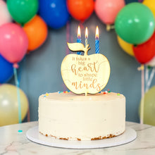 Load image into Gallery viewer, Cake Topper - It takes a big heart to shape little minds - Raw Wood