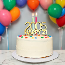 Load image into Gallery viewer, Cake Topper - PERSONALIZED - Birthday with your age and year - Raw Wood