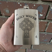 Load image into Gallery viewer, 8oz Celtic Cross Holy Water Flask