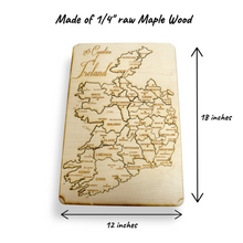 Load image into Gallery viewer, 26 counties of Ireland Puzzle Map - Art Kit - Raw Wood 18x12 Inches