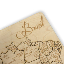 Load image into Gallery viewer, Brazil Puzzle Map - Art Kit - Raw Wood 12x18 Inches - 28 Pieces - With Stand