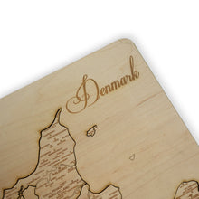 Load image into Gallery viewer, Denmark Puzzle Map - Art Kit - Raw Wood 12x18 Inches - 16 Pieces - With Stand